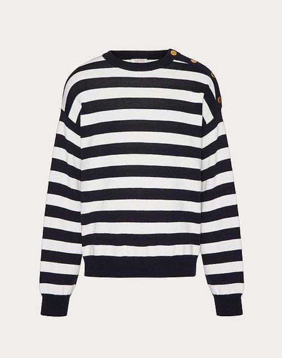 Valentino Wool And Cotton Crewneck Sweater | Knitwear