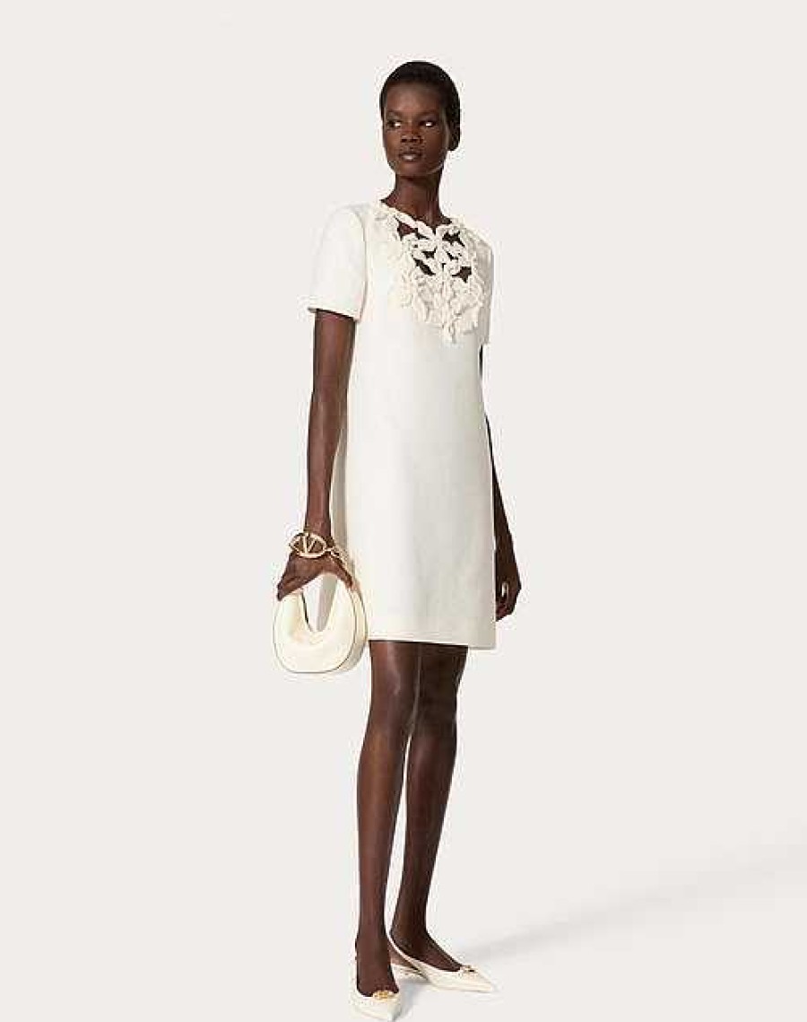 Valentino Embroidered Crepe Couture Short Dress | Dresses