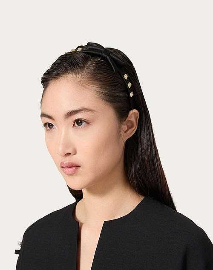 Valentino Rockstud Satin And Metal Headband | Hair Accessories