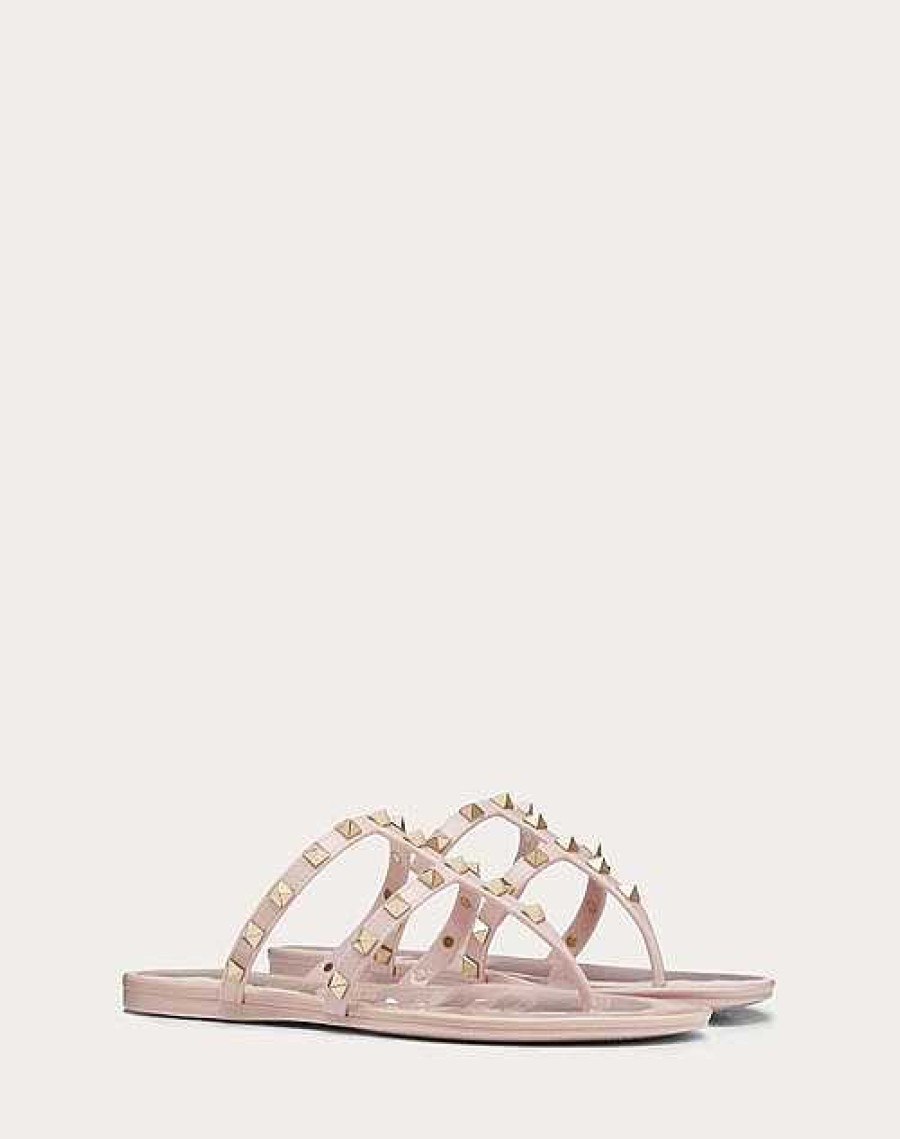 Valentino Rockstud Flat Rubber Sandal | Slides And Thongs