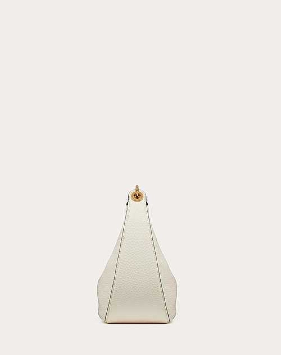 Valentino Small Vlogo Moon Hobo Bag In Grainy Calfskin With Chain | Shoulder Bags