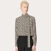 Valentino Silk Shirt With Neck Tie And All-Over Toile Iconographe Print | Shirts