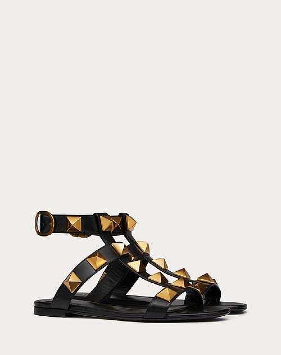 Valentino Roman Stud Flat Calfskin Sandal | Sandals