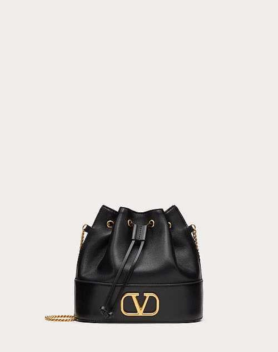 Valentino Mini Bucket Bag In Nappa With Vlogo Signature Chain | Shoulder Bags