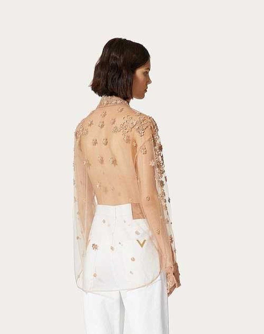 Valentino Embroidered Tulle Illusione Shirt | Shirts And Tops