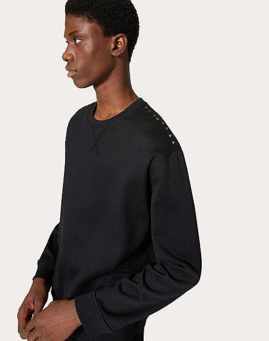 Valentino Cotton Crewneck Sweatshirt With Untitled Studs | T-Shirts And Sweatshirts