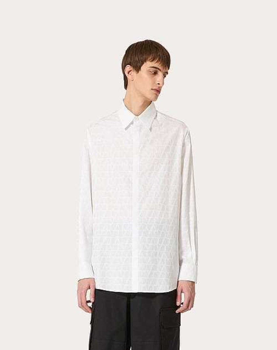 Valentino Cotton Poplin Shirt With Toile Iconographe Pattern | Shirts