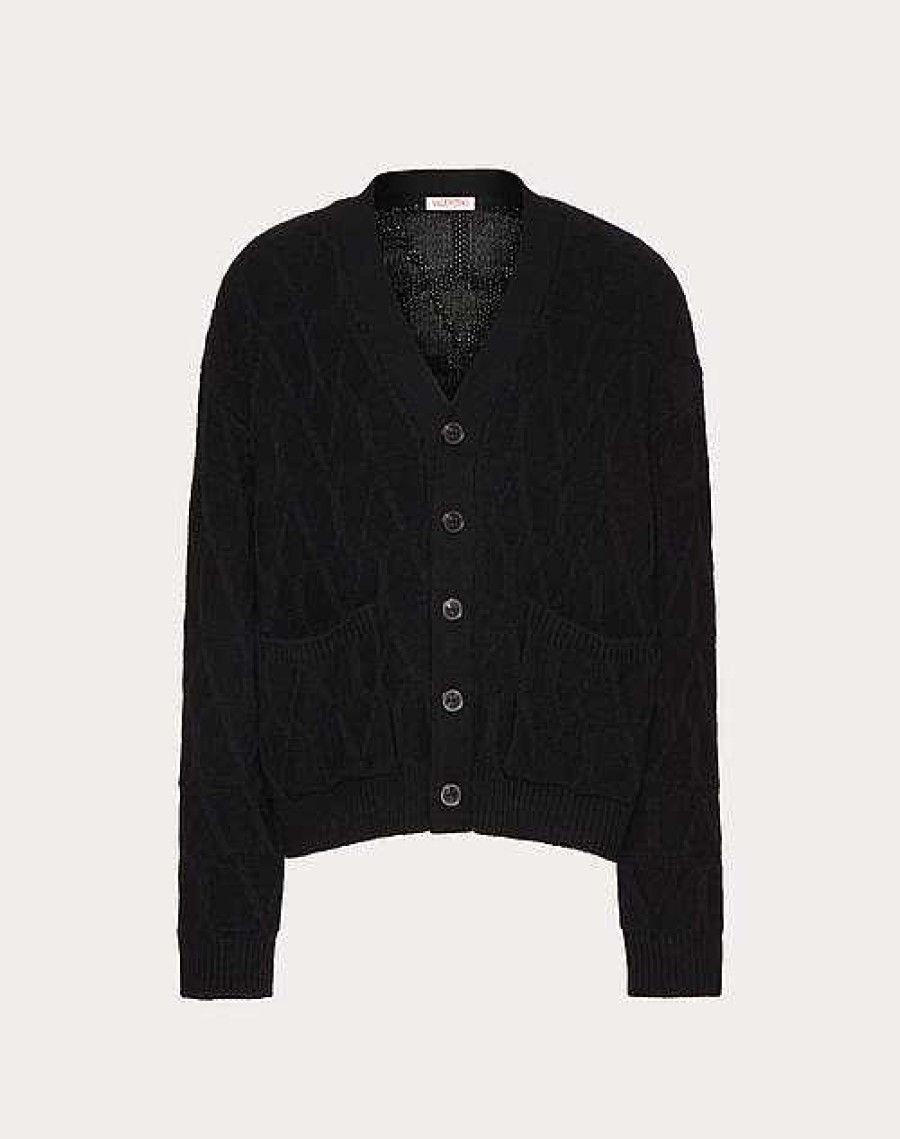 Valentino Wool Cardigan With Toile Iconographe Pattern | Knitwear