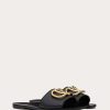 Valentino Vlogo Signature Slide Sandal In Grainy Cowhide With Accessory | Slides And Thongs