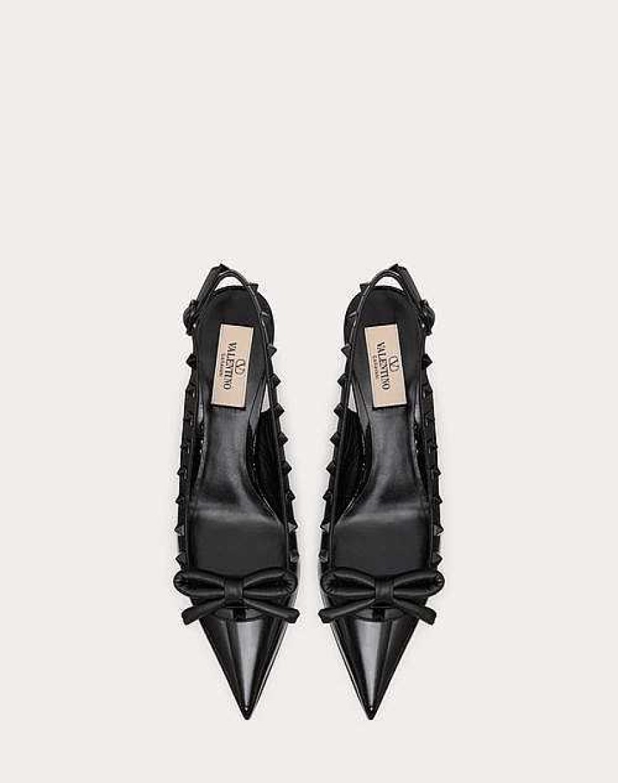 Valentino Rockstud Bow Slingback Pump In Patent Leather With Matching Studs 60Mm | Pumps