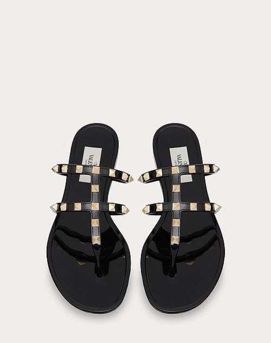 Valentino Rockstud Flat Rubber Sandal | Slides And Thongs