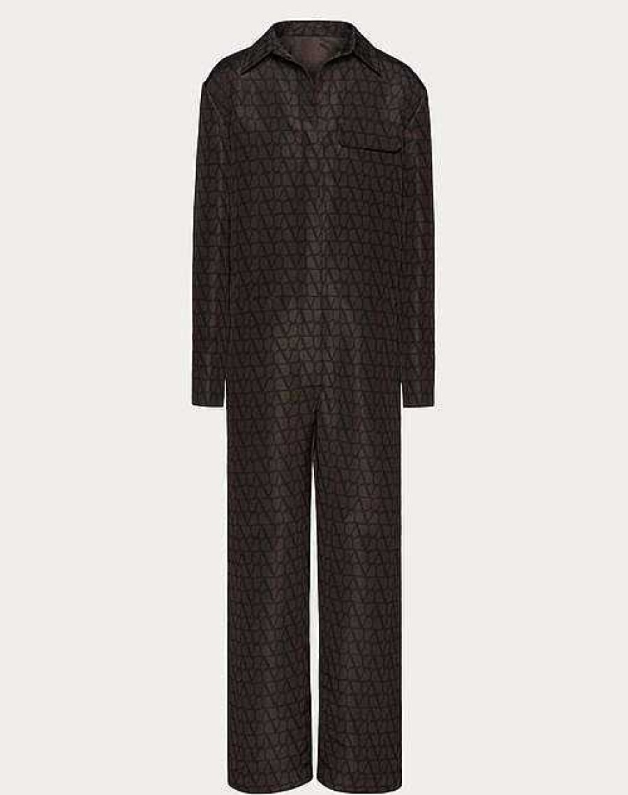 Valentino Silk Faille Jumpsuit With All-Over Toile Iconographe Print | Outerwear