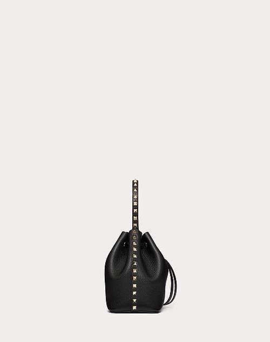 Valentino Rockstud Grainy Calfskin Bucket Bag | Shoulder Bags