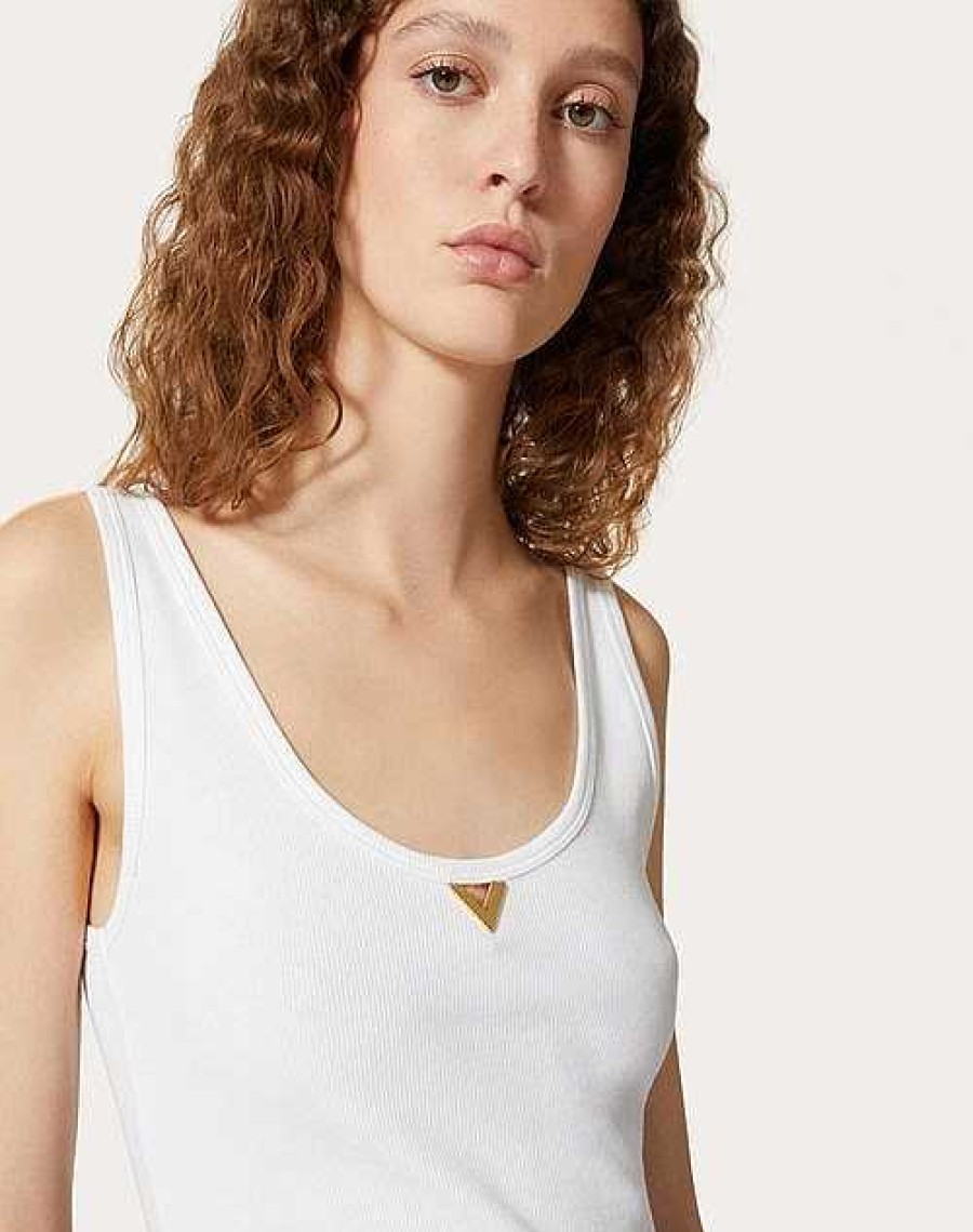 Valentino Ribbed Cotton Top | T-Shirts And Sweatshirts