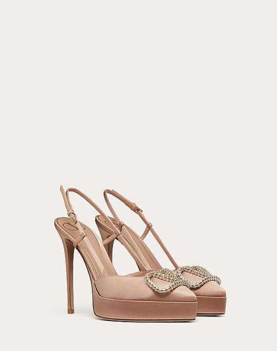 Valentino Vlogo Signature Satin Slingback Platform Pump 120Mm | Pumps