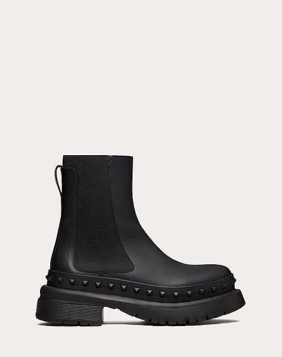 Valentino M-Way Rockstud Ankle Boot In Calfskin Leather | Boots