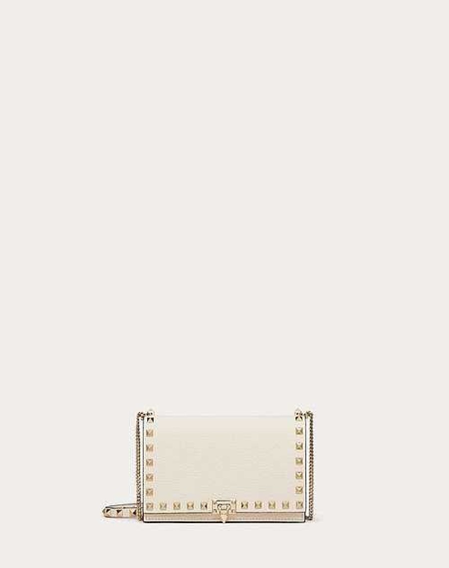 Valentino Grainy Calfskin Pouch With Rockstud Chain | Mini Bags