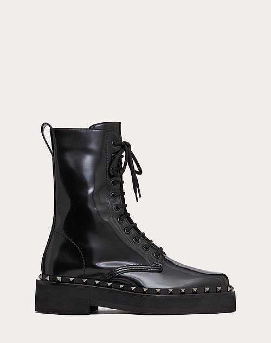 Valentino Rockstud M-Way Calfskin Combat Boot With Matching Studs 50Mm | Boots