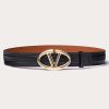 Valentino The Bold Edition Vlogo Shiny Calfskin Belt 30 Mm | Belts