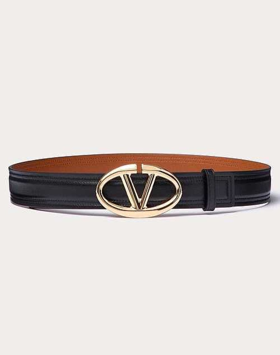 Valentino The Bold Edition Vlogo Shiny Calfskin Belt 30 Mm | Belts