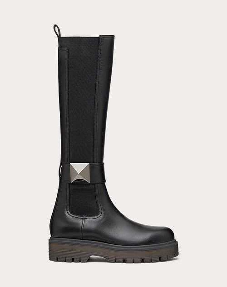 Valentino One Stud Boot In Calfskin 45Mm | Boots