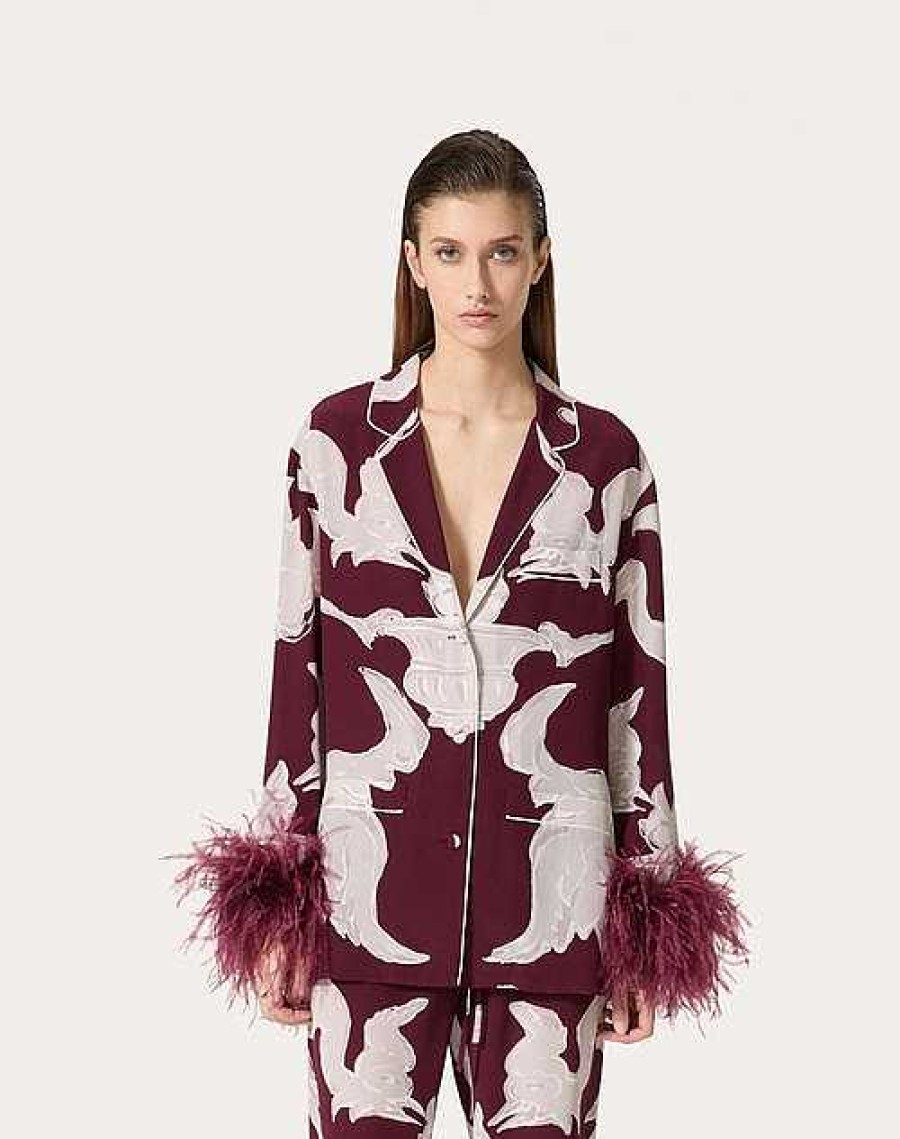 Valentino Allover Metamorphos Gryphon Crepe De Chine Blouse | Shirts And Tops