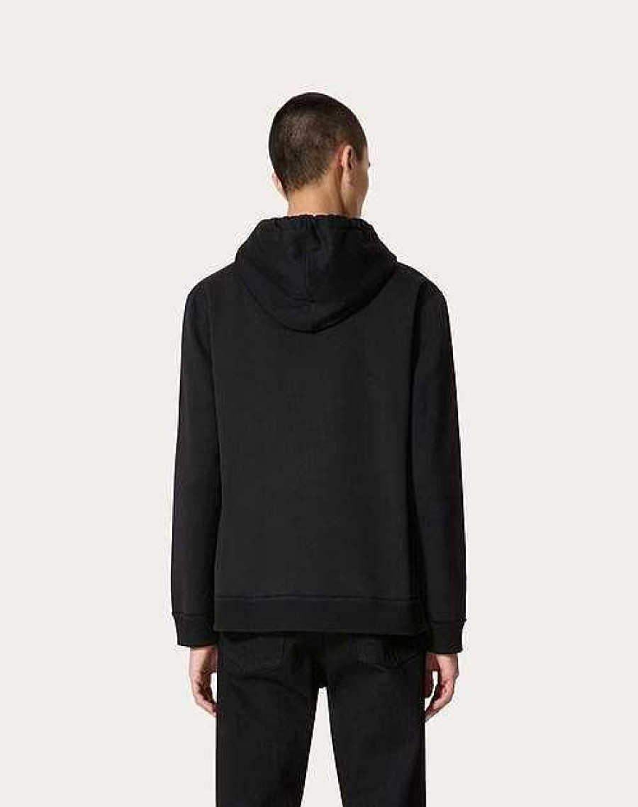 Valentino Cotton Hooded Sweatshirt With Untitled Studs | T-Shirts And Sweatshirts