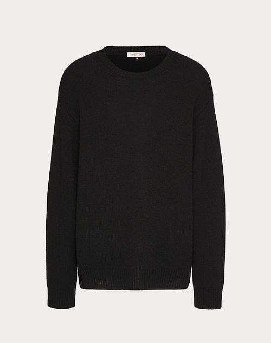 Valentino Cashmere Crewneck Sweater With Stud | Knitwear