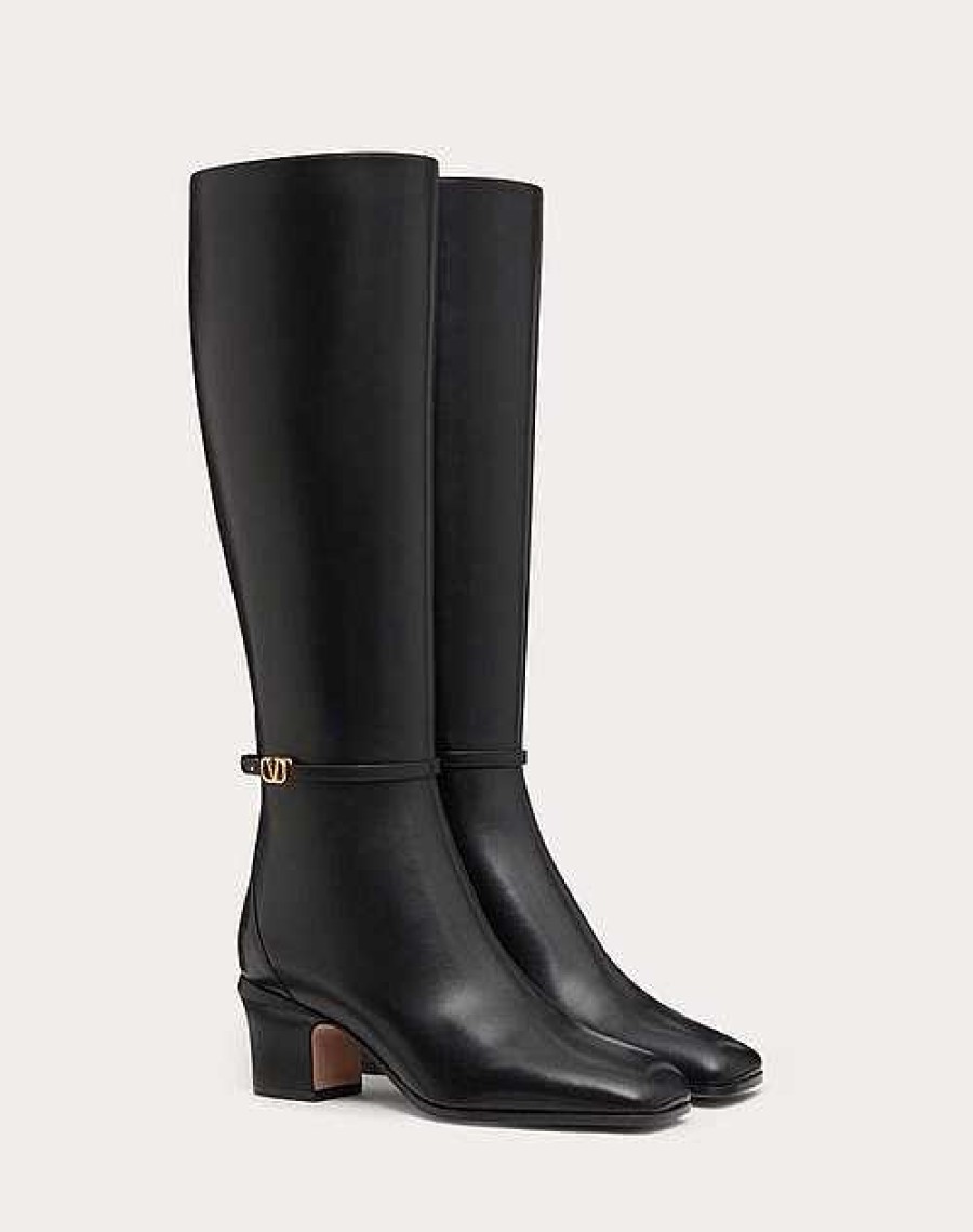 Valentino Valentino Garavani Tan-Go Boot In Calfskin Leather 60Mm | Boots