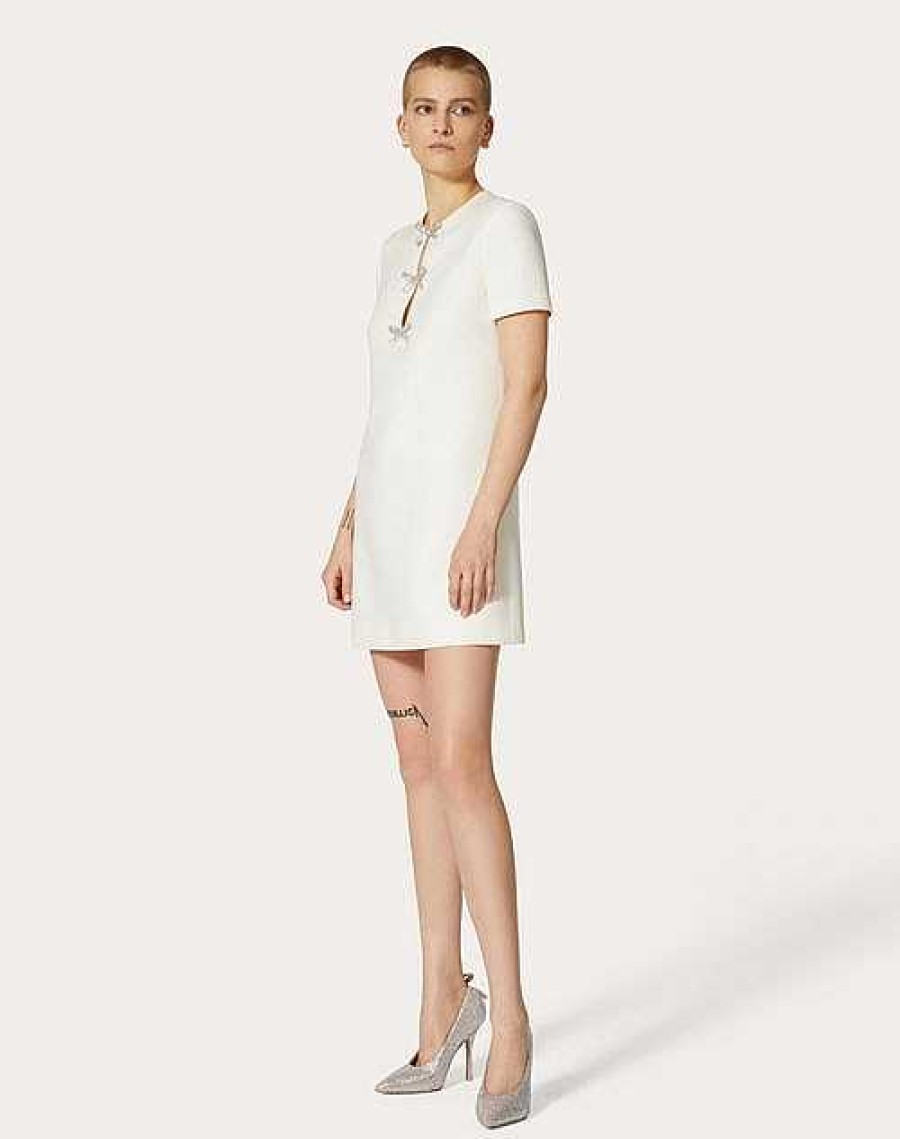 Valentino Embroidered Crepe Couture Short Dress | Dresses