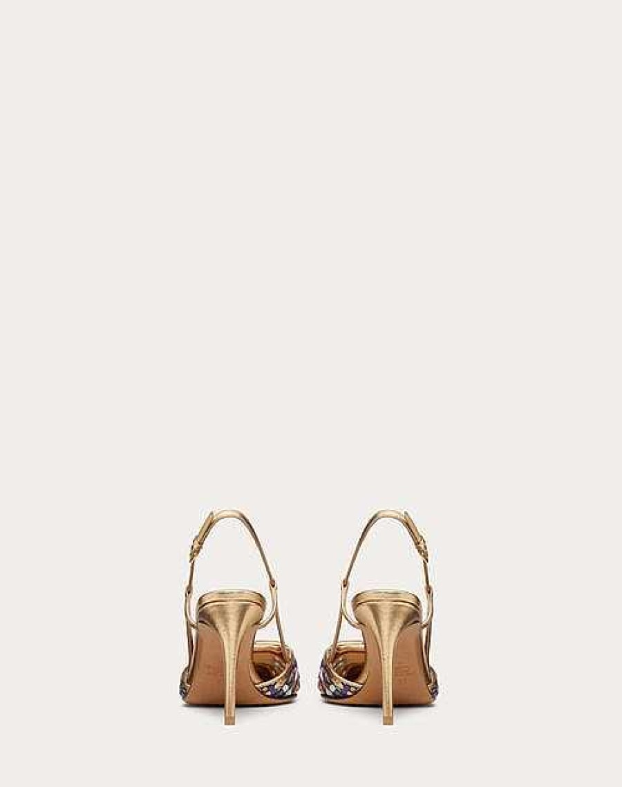 Valentino Vlogo Signature Slingback Pump In Woven Metallic Nappa 80Mm | Pumps