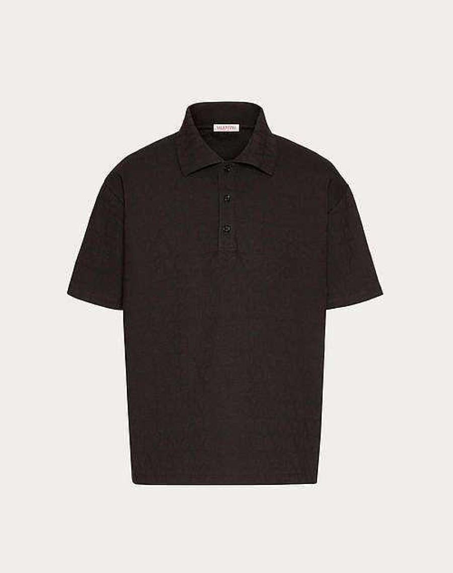 Valentino Cotton Polo Shirt With Toile Iconographe Print | T-Shirts And Sweatshirts