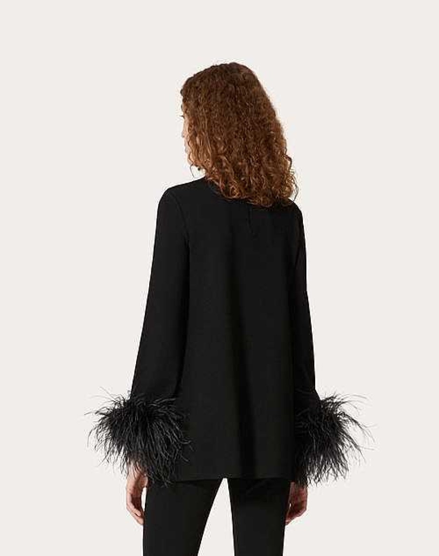 Valentino Stretched Viscose Jumper With Feathers | Knitwear