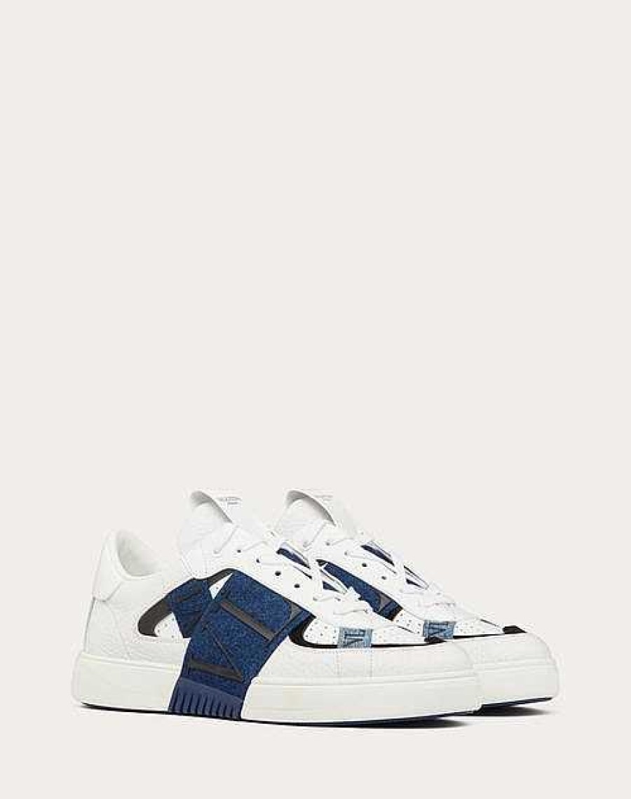 Valentino Low-Top Vl7N Sneakers In Calfskin And Denim | Sneakers