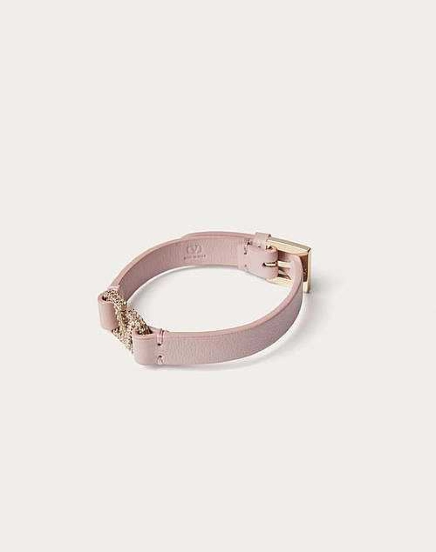 Valentino Valentino Garavani Vlogo Signature Leather And Crystal Bracelet | Jewelry