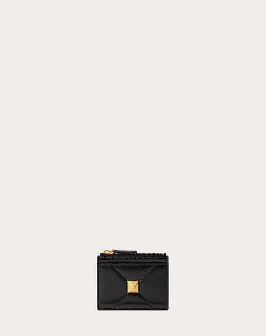 Valentino Roman Stud Nappa Leather Coin Purse With Zipper | Wallets And Small Leather Goods