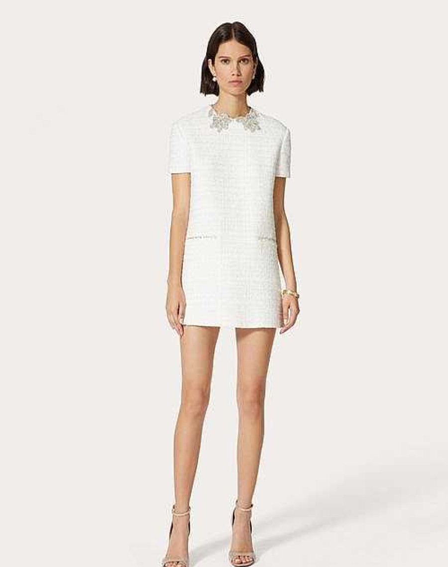 Valentino Embroidered Glaze Tweed Short Dress | Dresses