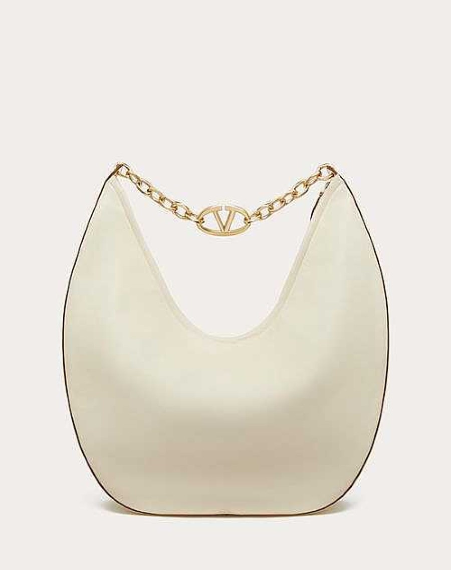 Valentino Maxi Vlogo Moon Nappa Leather Hobo Bag With Chain | Shoulder Bags