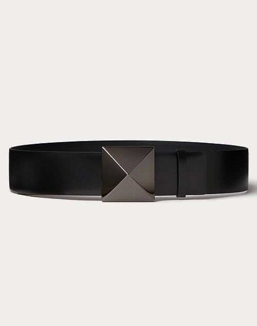 Valentino One Stud Shiny Calfskin Belt 40Mm | Belts