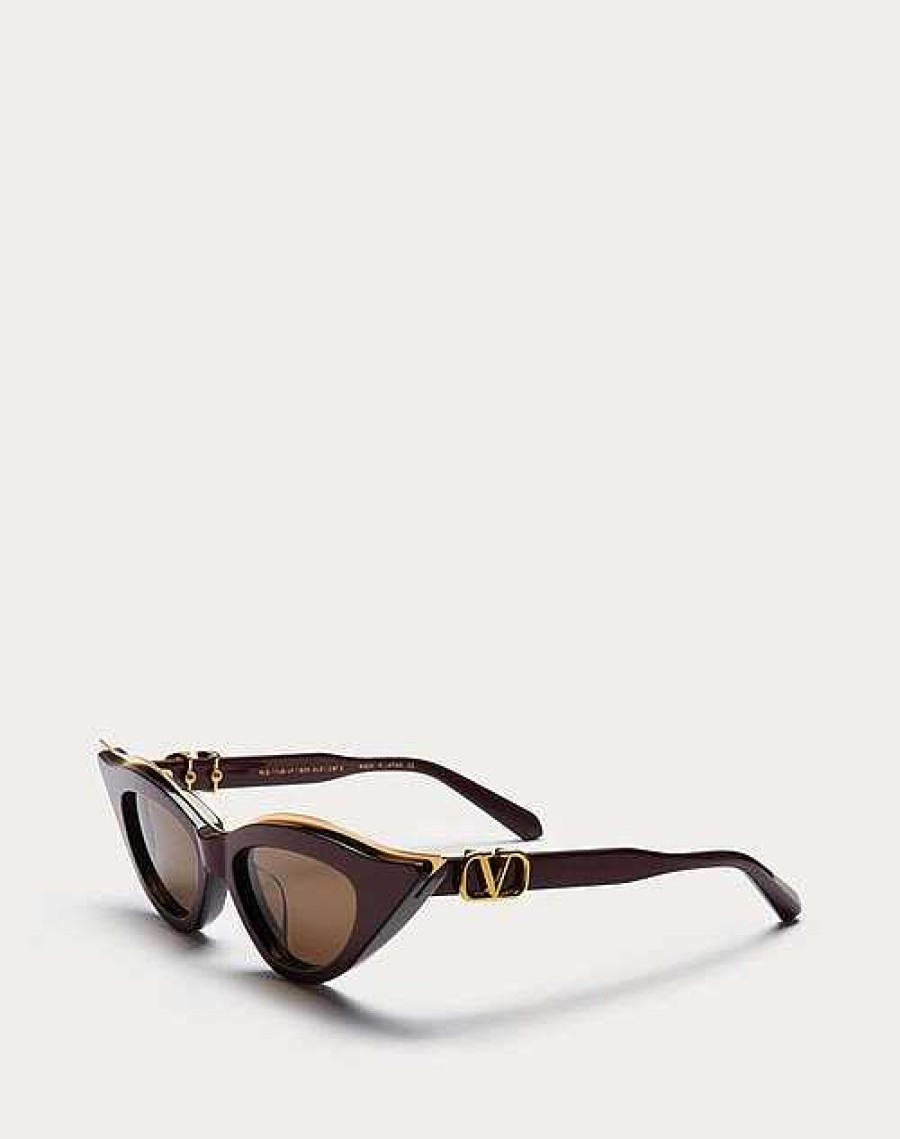 Valentino V - Goldcut Ii Cat-Eye Thickset Acetate Frame With Titanium Insert | Eyewear