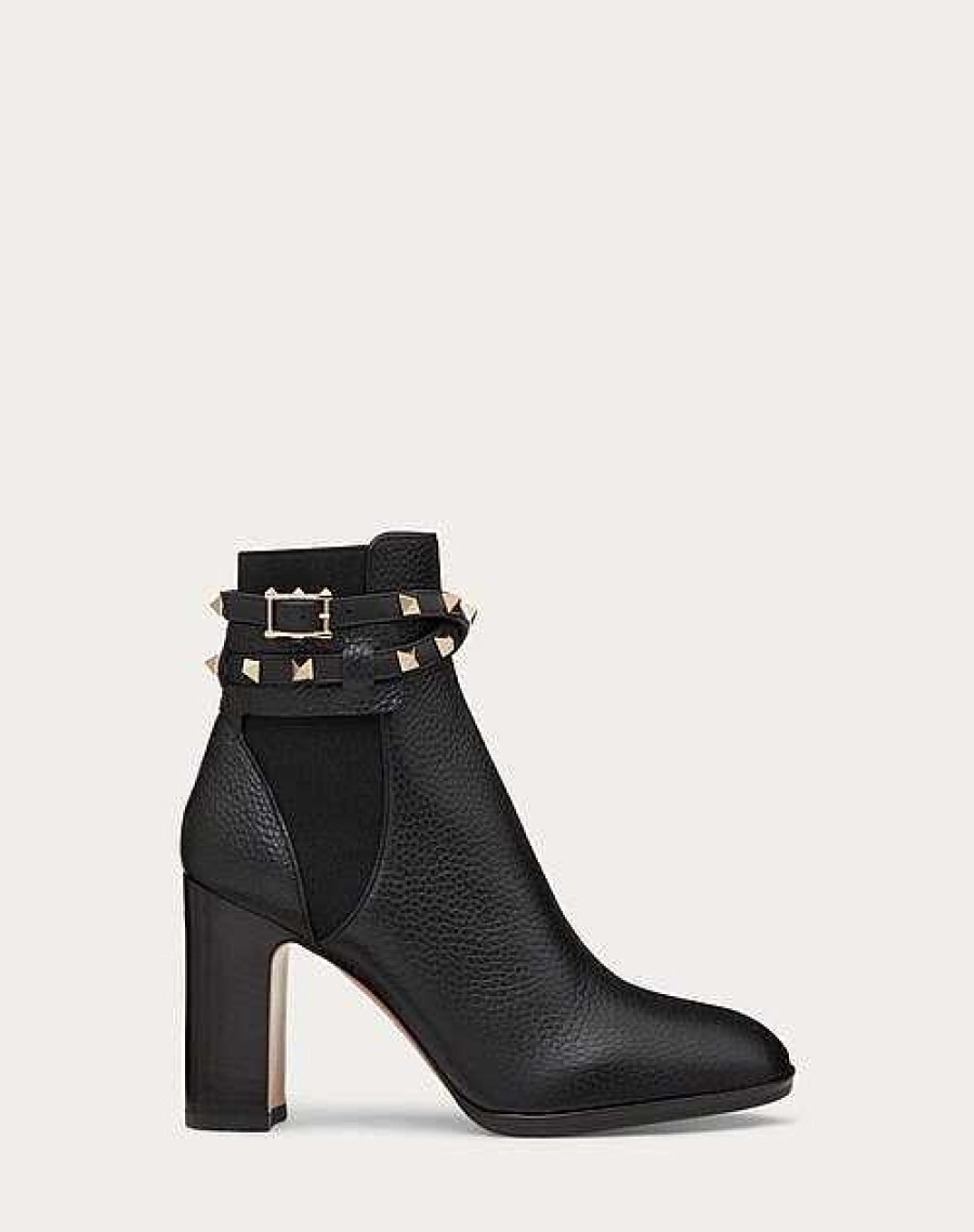 Valentino Rockstud Grainy Calfskin Ankle Boot 90 Mm | Boots