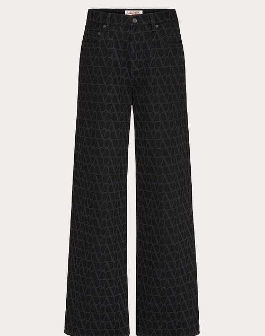 Valentino Denim Pants With Toile Iconographe Print | Denim