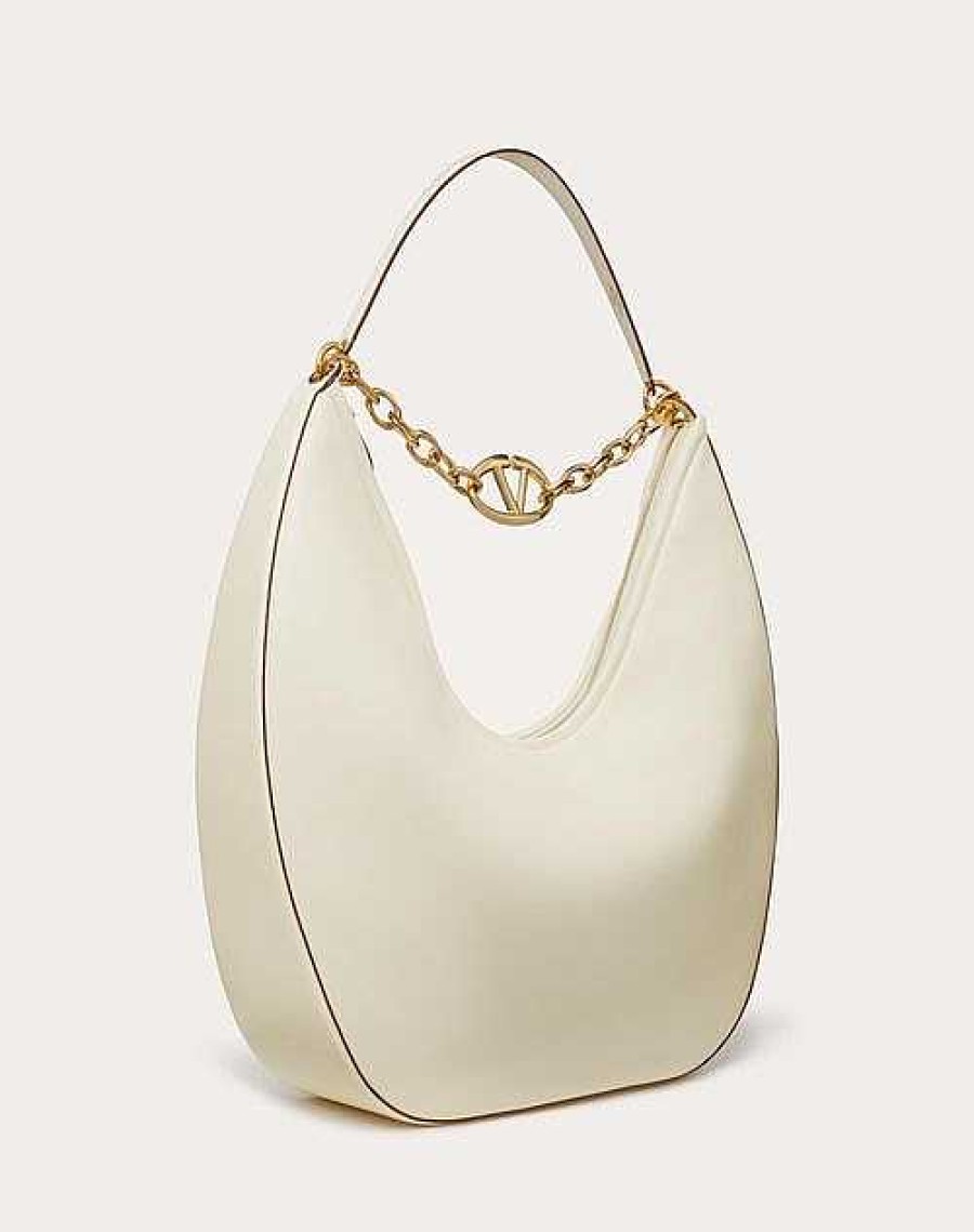 Valentino Maxi Vlogo Moon Nappa Leather Hobo Bag With Chain | Shoulder Bags