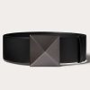 Valentino One Stud Shiny Calfskin Belt 70Mm | Belts