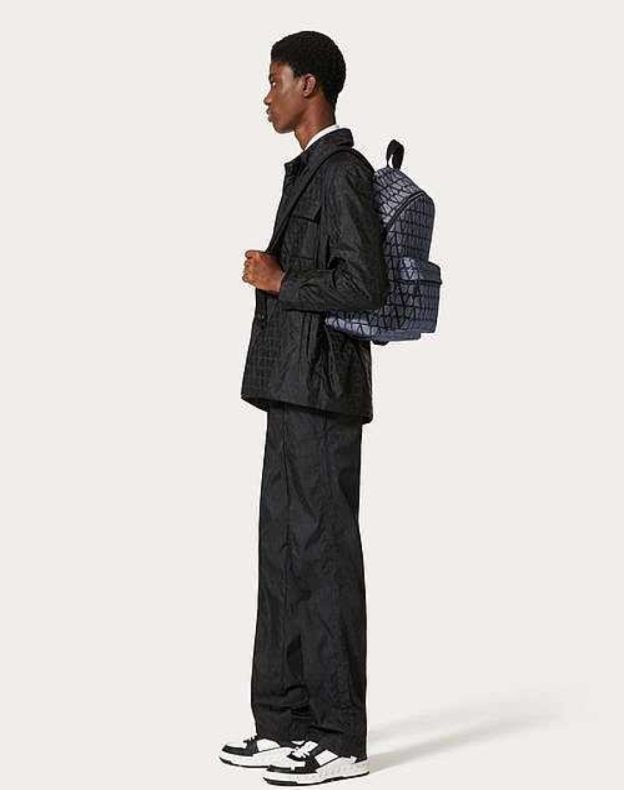 Valentino Toile Iconographe Backpack In Denim-Effect Jacquard Fabric | Backpacks