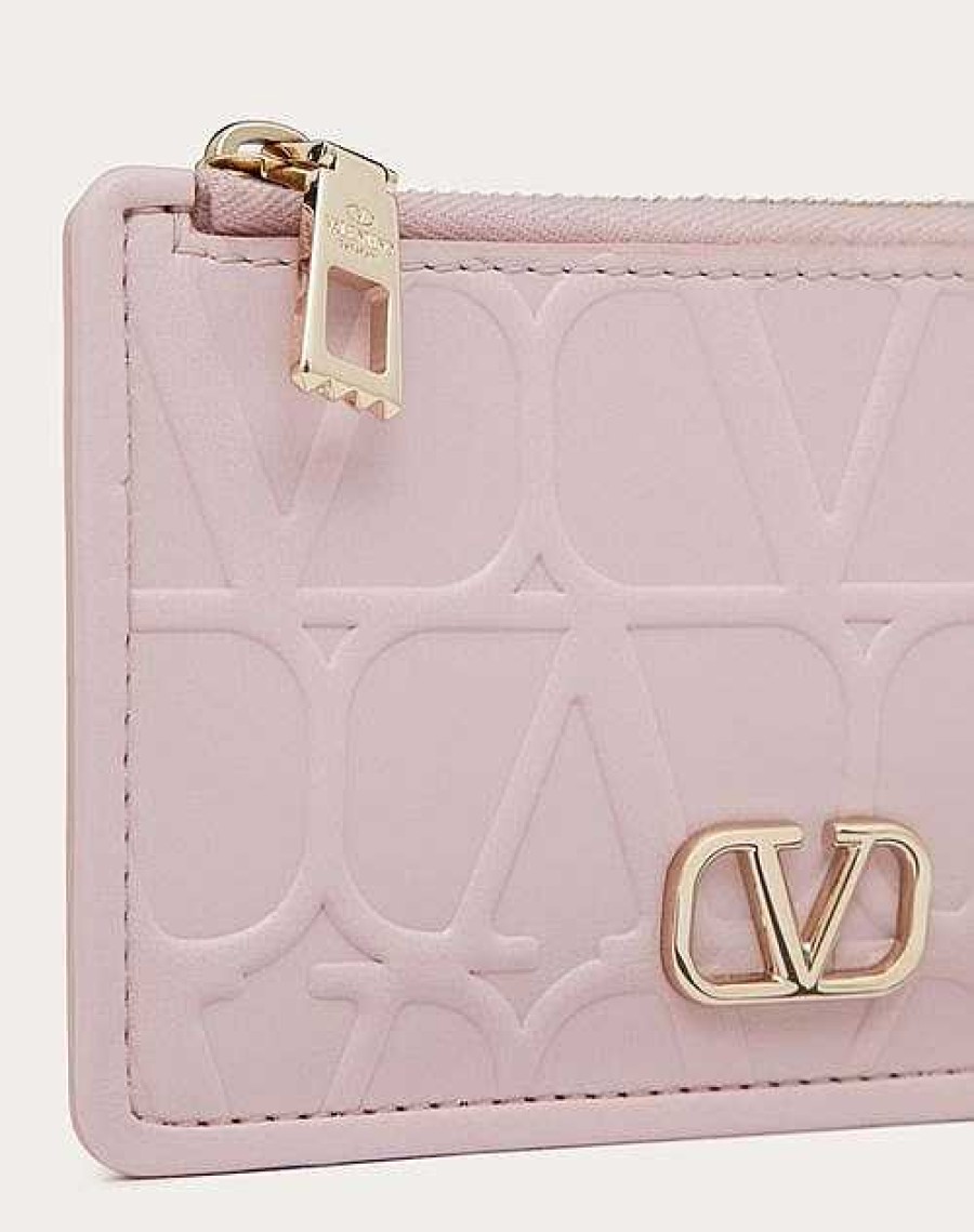 Valentino Valentino Garavani Leather Toile Iconographe Calfskin Cardholder With Zipper | Wallets And Small Leather Goods