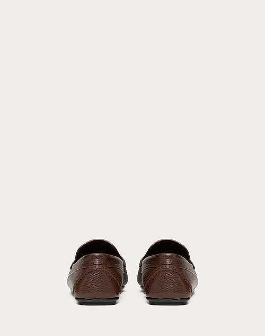 Valentino Vlogo Signature Grainy Calfskin Driving Shoe | Lace-Ups And Loafers