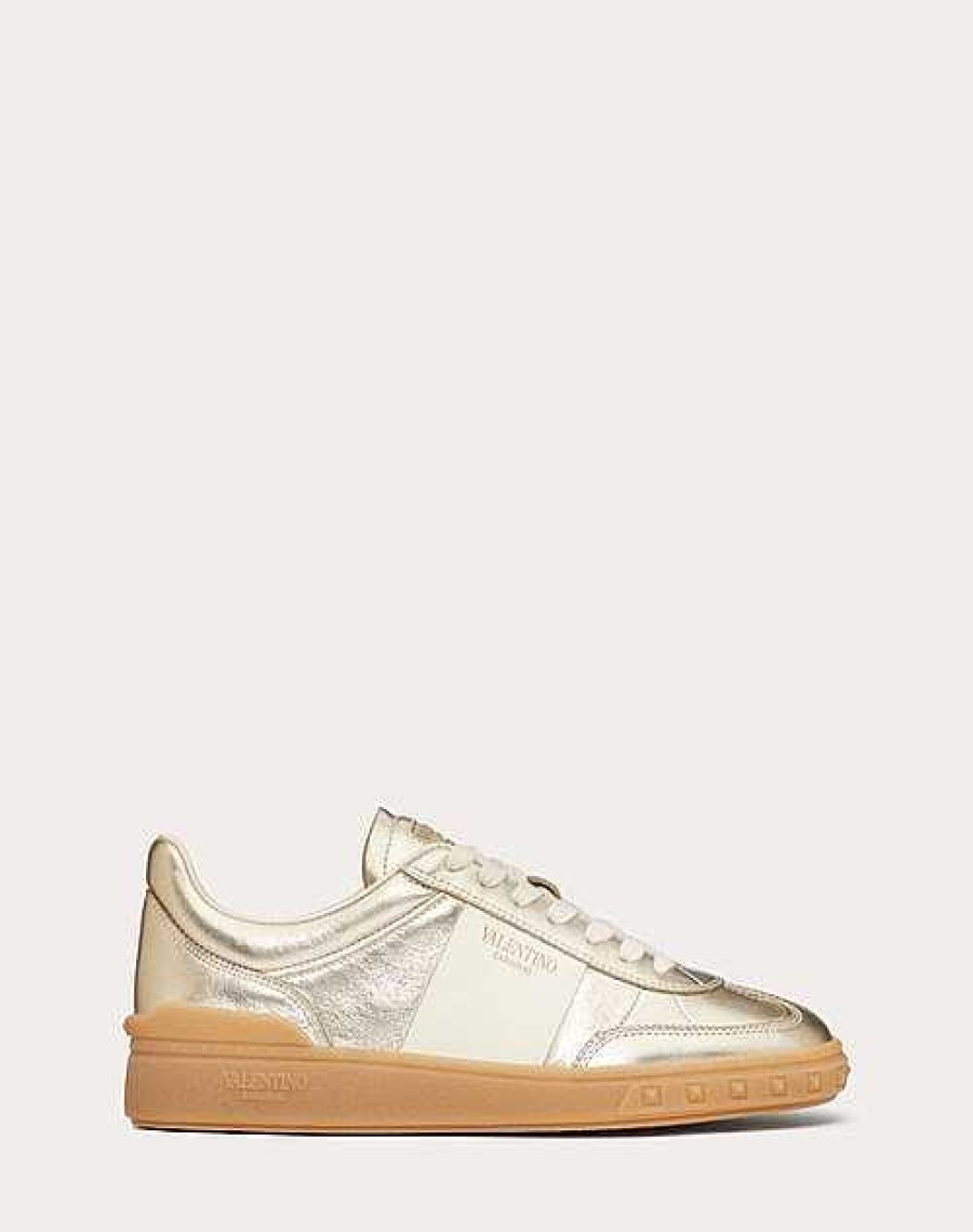 Valentino Upvillage Sneaker In Laminated Calfskin With Nappa Calfskin Leather Band | Sneakers