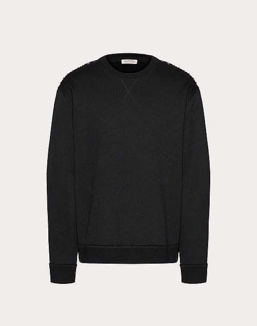 Valentino Cotton Crewneck Sweatshirt With Untitled Studs | T-Shirts And Sweatshirts