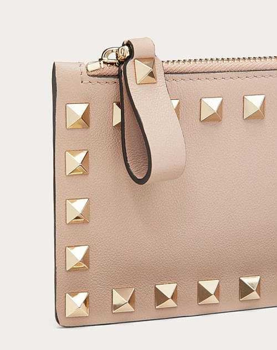 Valentino Rockstud Calfskin Cardholder With Zipper | Wallets And Small Leather Goods